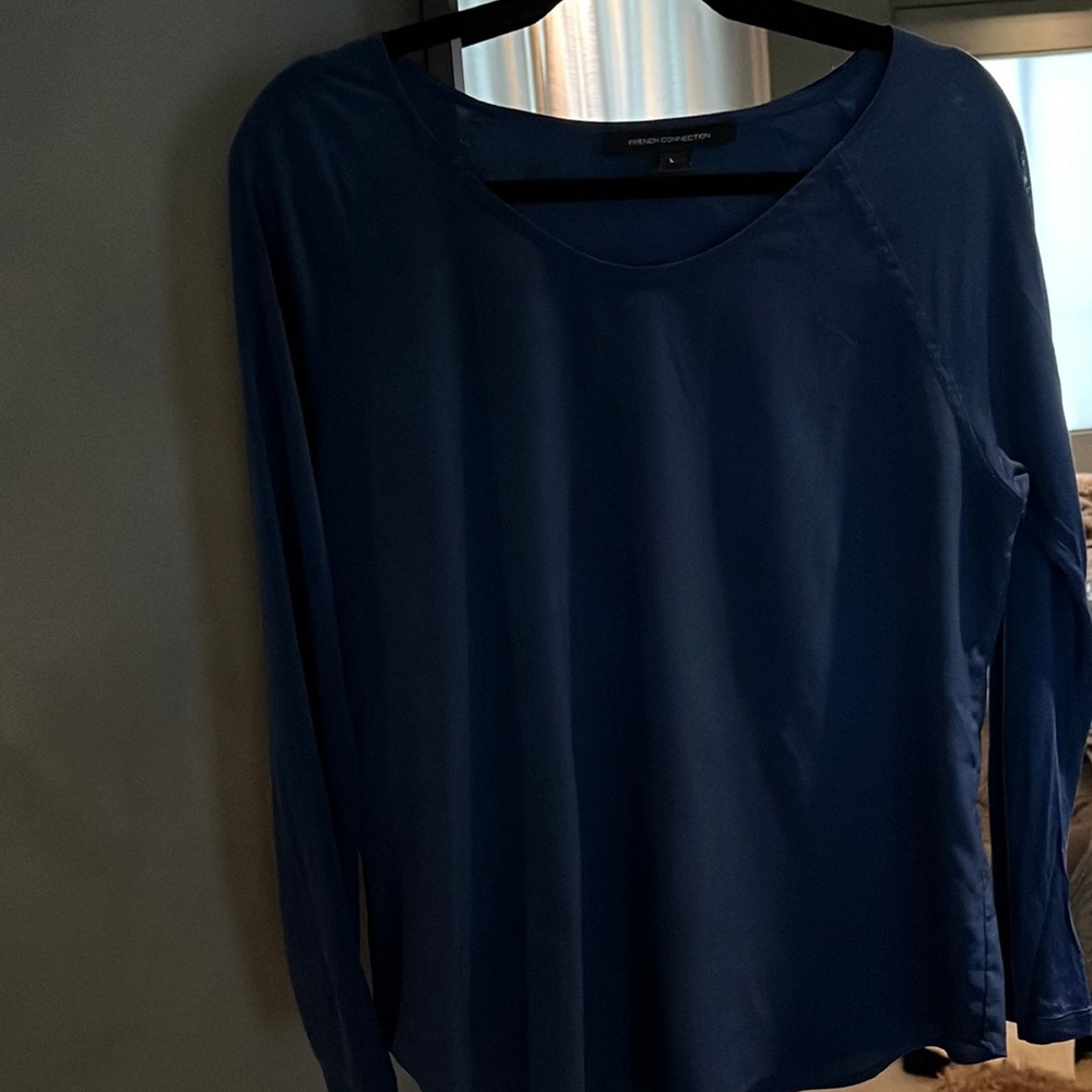 Blue French Connection Long Sleeve Top